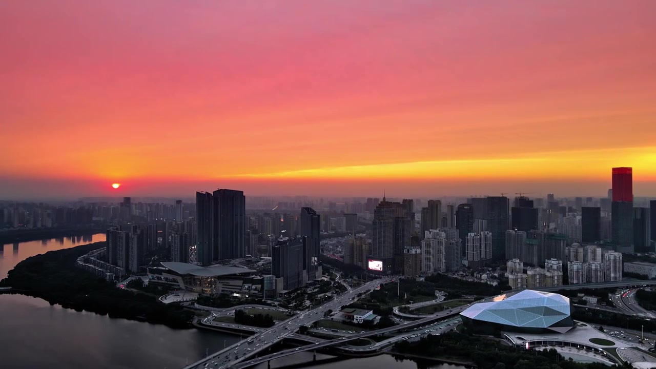 沈阳城市风光晚霞视频素材