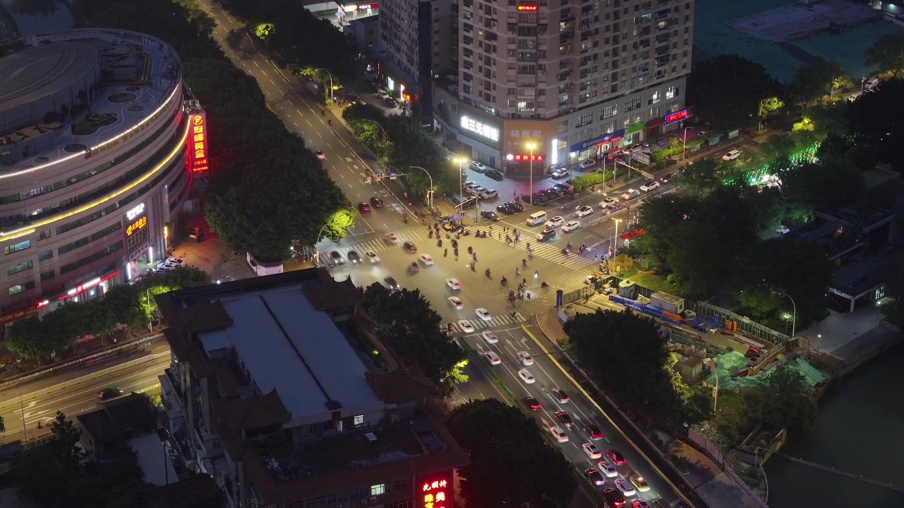 航拍福州蓝调夜景都市风光视频素材