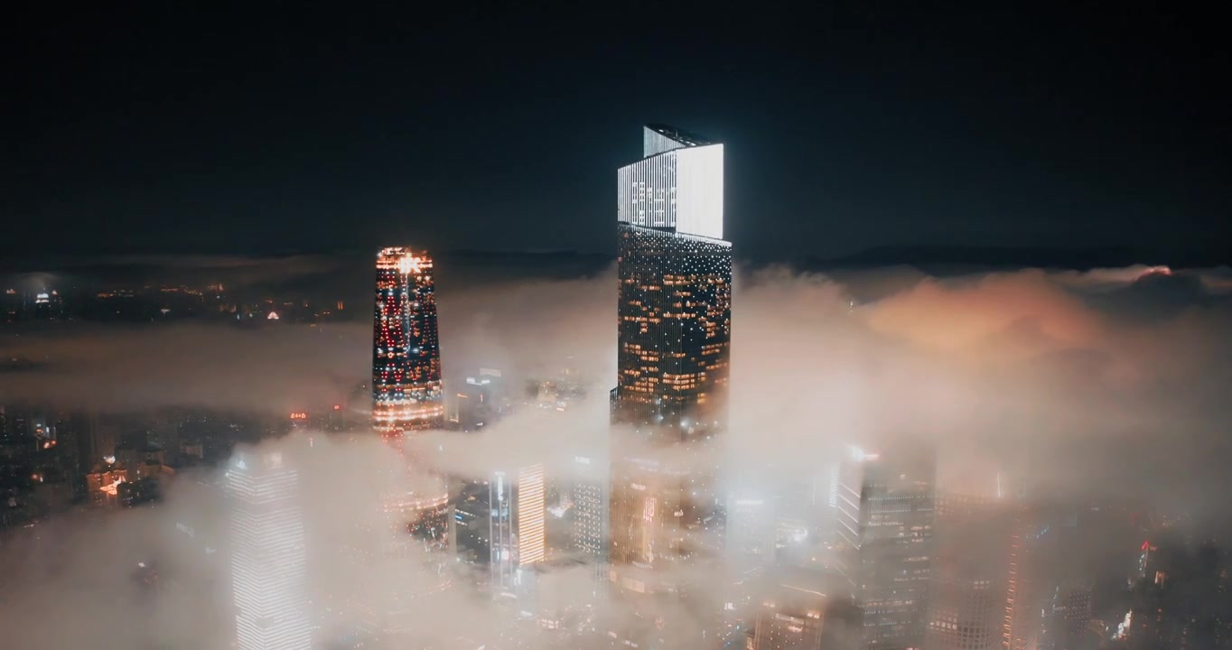 广州珠江新城云海夜景视频素材