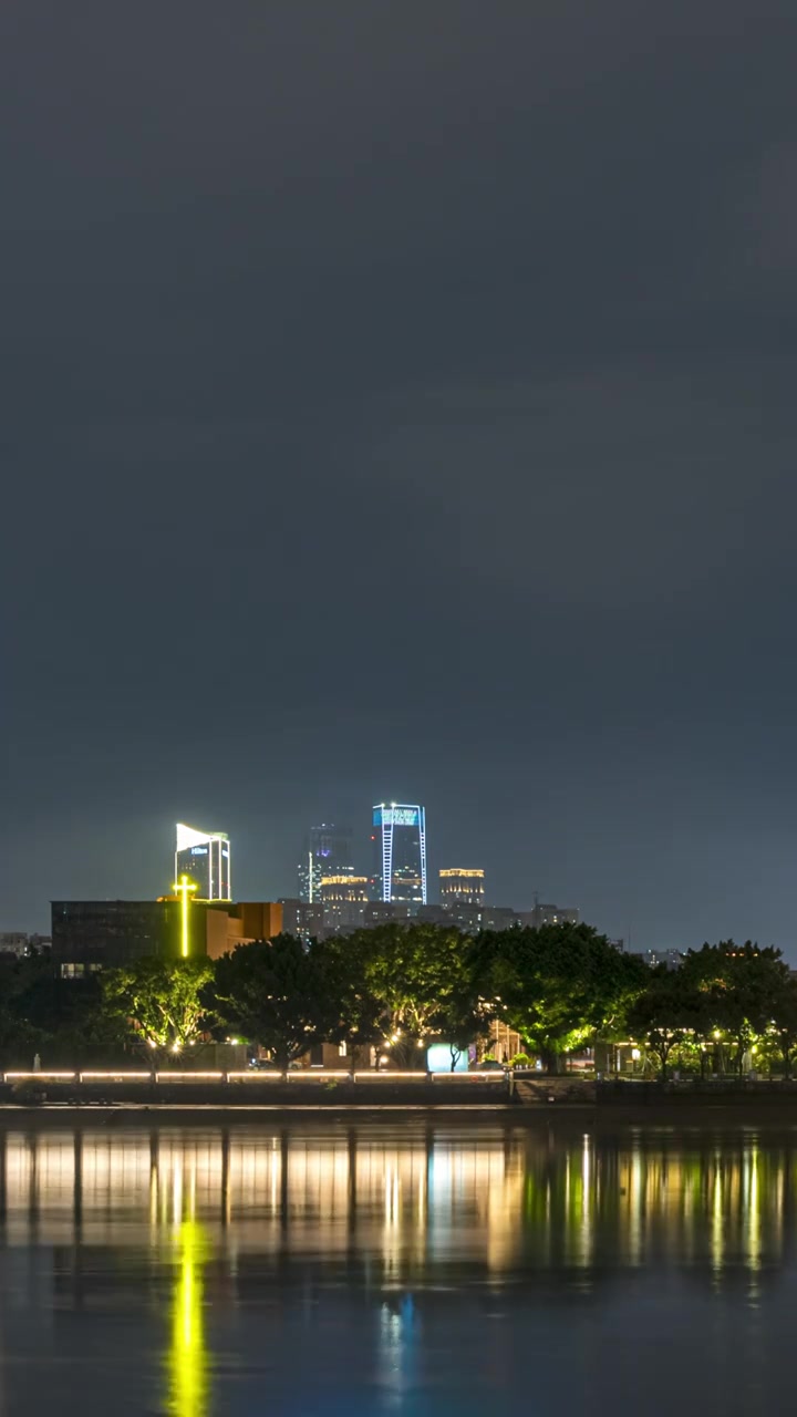 航拍福州蓝调夜景雷暴都市延迟风光视频素材