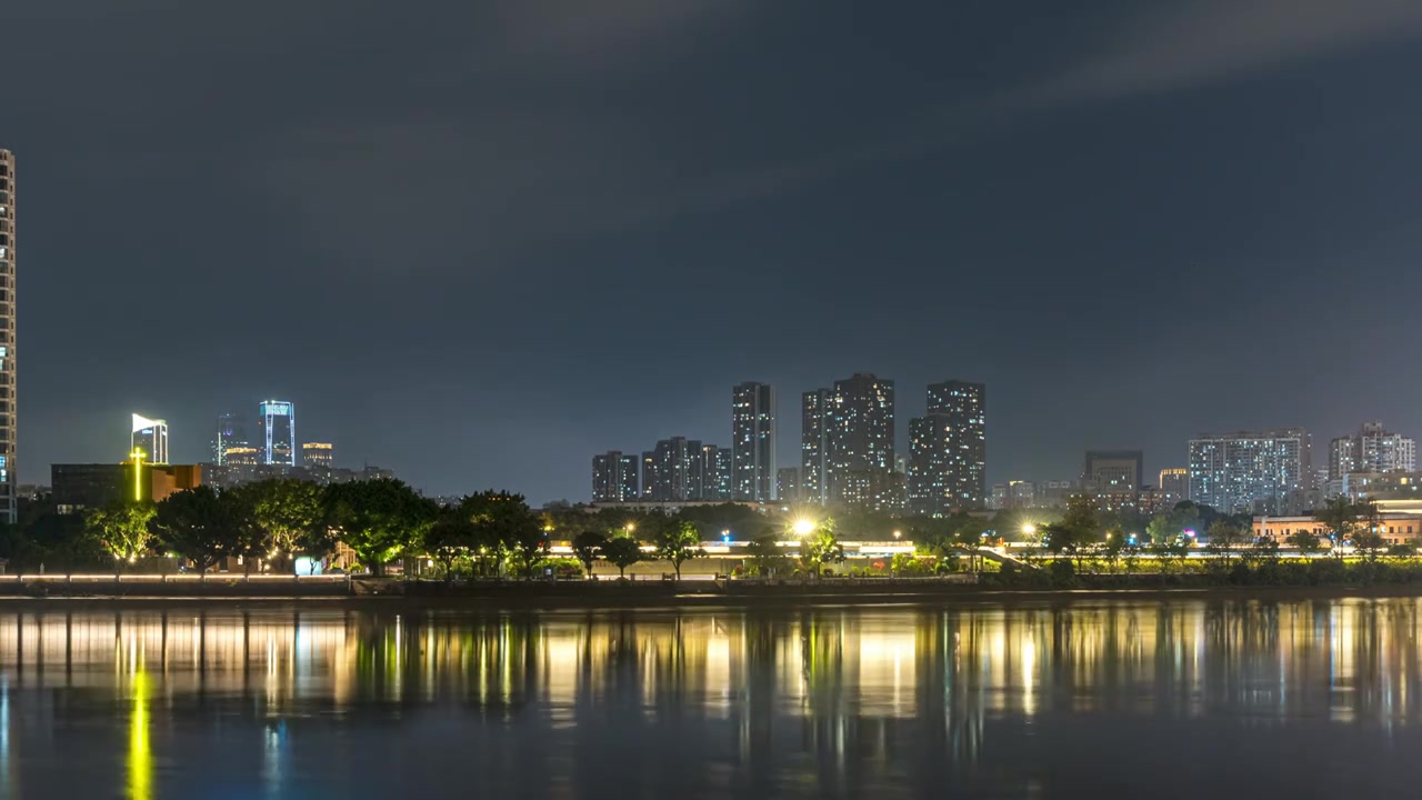 航拍福州蓝调雷暴都市延迟风光视频素材