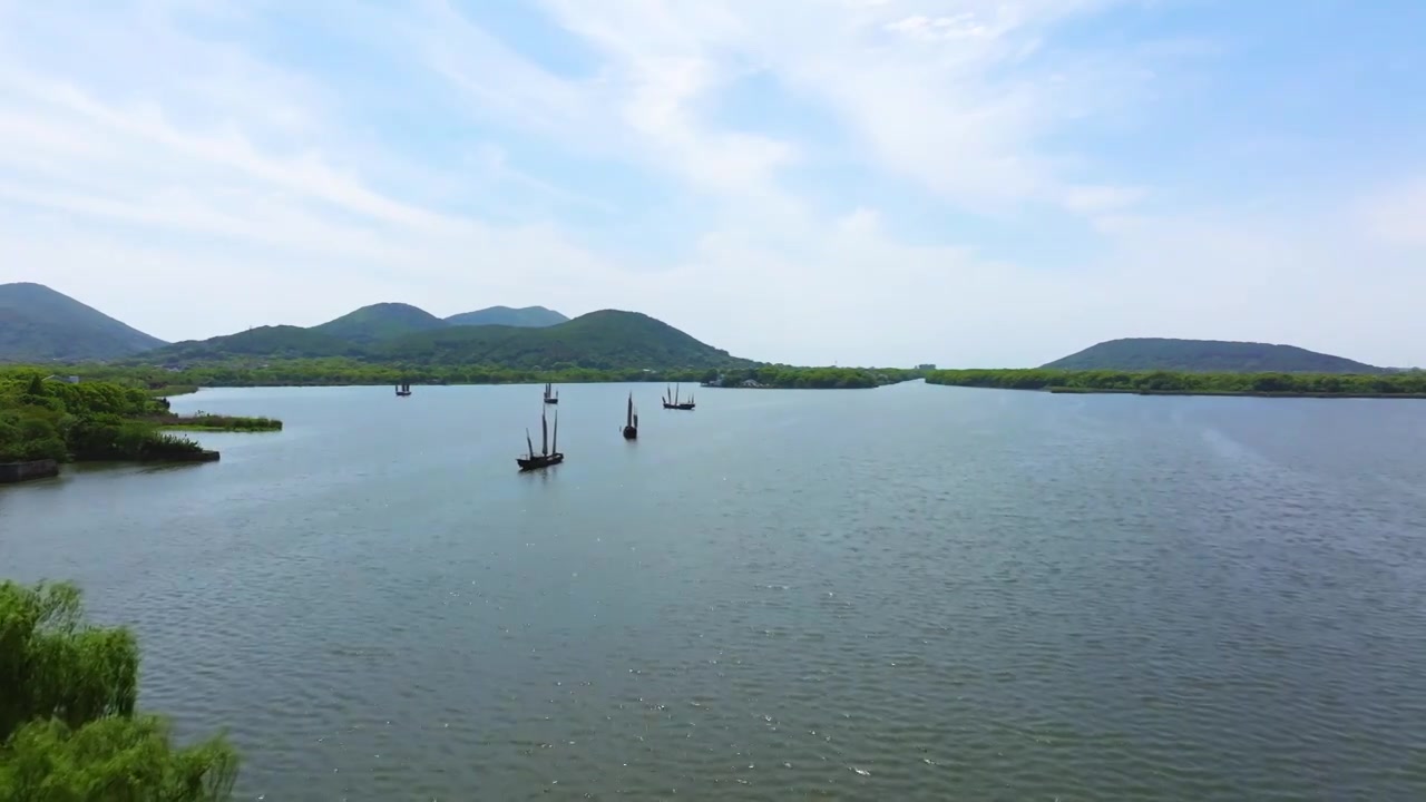 航拍苏州吴中太湖光福下淹湖自然风光宣传片视频素材