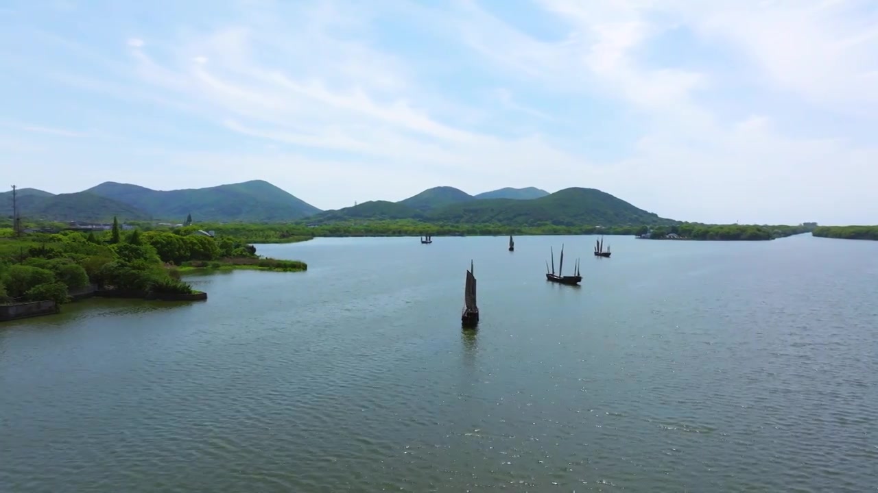 航拍苏州吴中太湖光福下淹湖自然风光宣传片视频素材