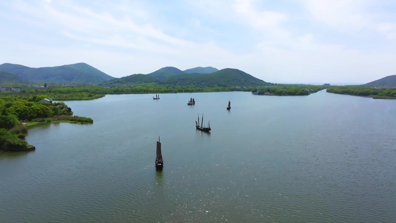 航拍苏州吴中太湖光福下淹湖自然风光宣传片视频素材