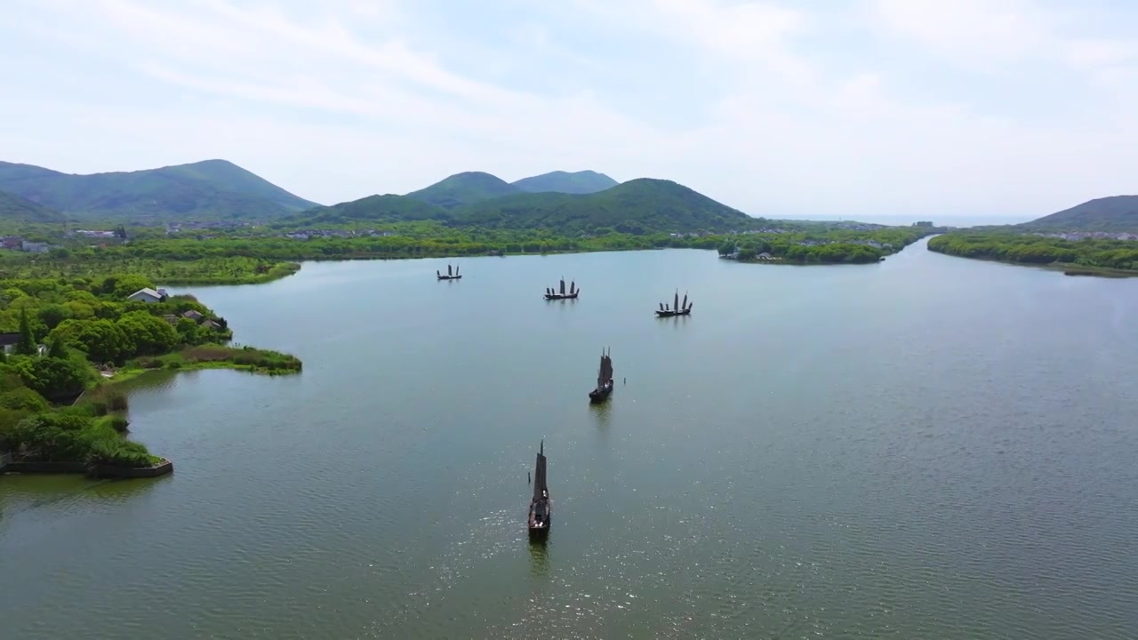 航拍苏州吴中太湖光福下淹湖自然风光宣传片视频素材