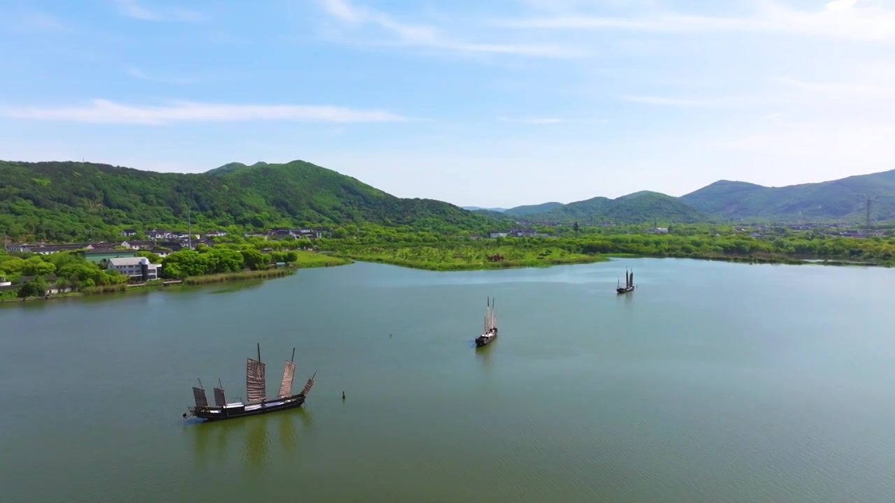 航拍苏州吴中太湖光福下淹湖自然风光宣传片视频素材