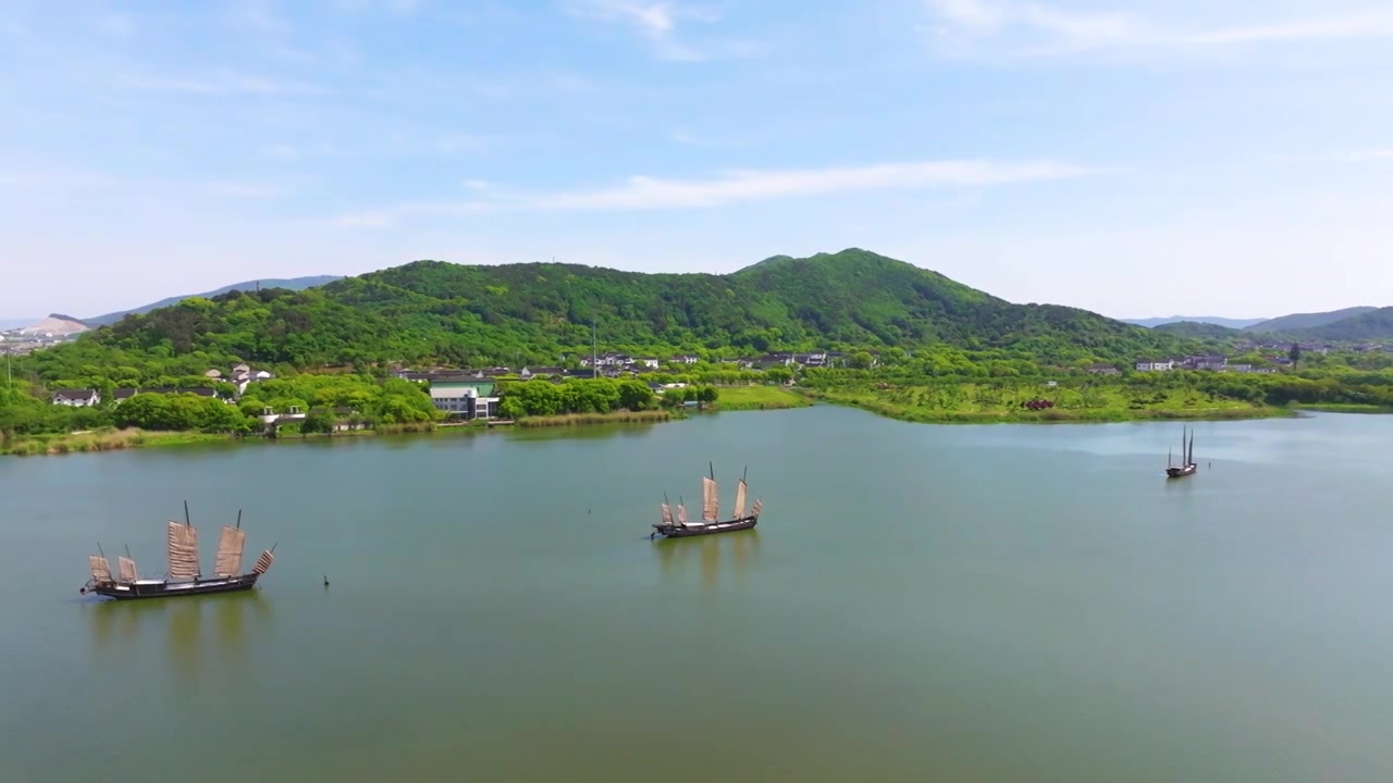 航拍苏州吴中太湖光福下淹湖自然风光宣传片视频素材