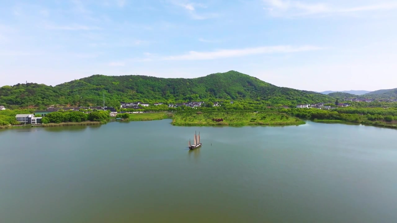 航拍苏州吴中太湖光福下淹湖自然风光宣传片视频素材