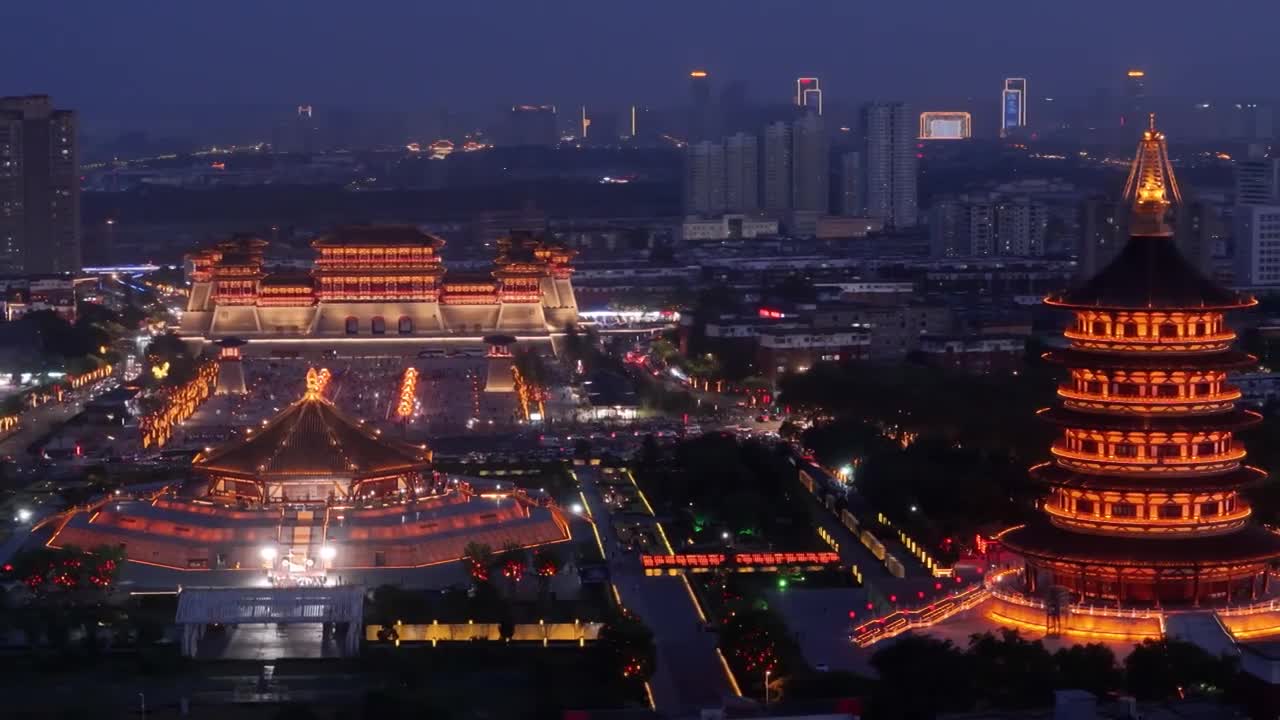 洛阳市隋唐洛阳城夜景视频素材