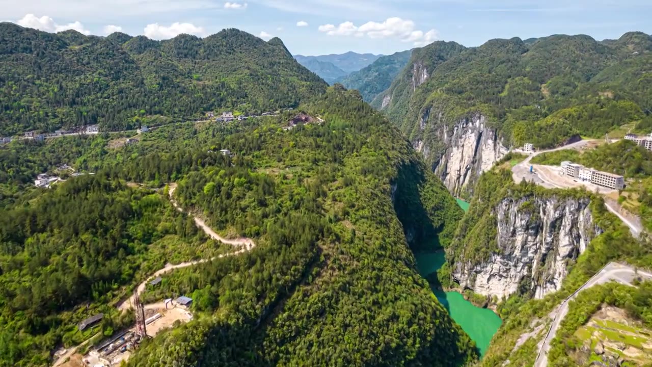 8K鹤峰屏山峡谷青山绿水航拍延时视频素材