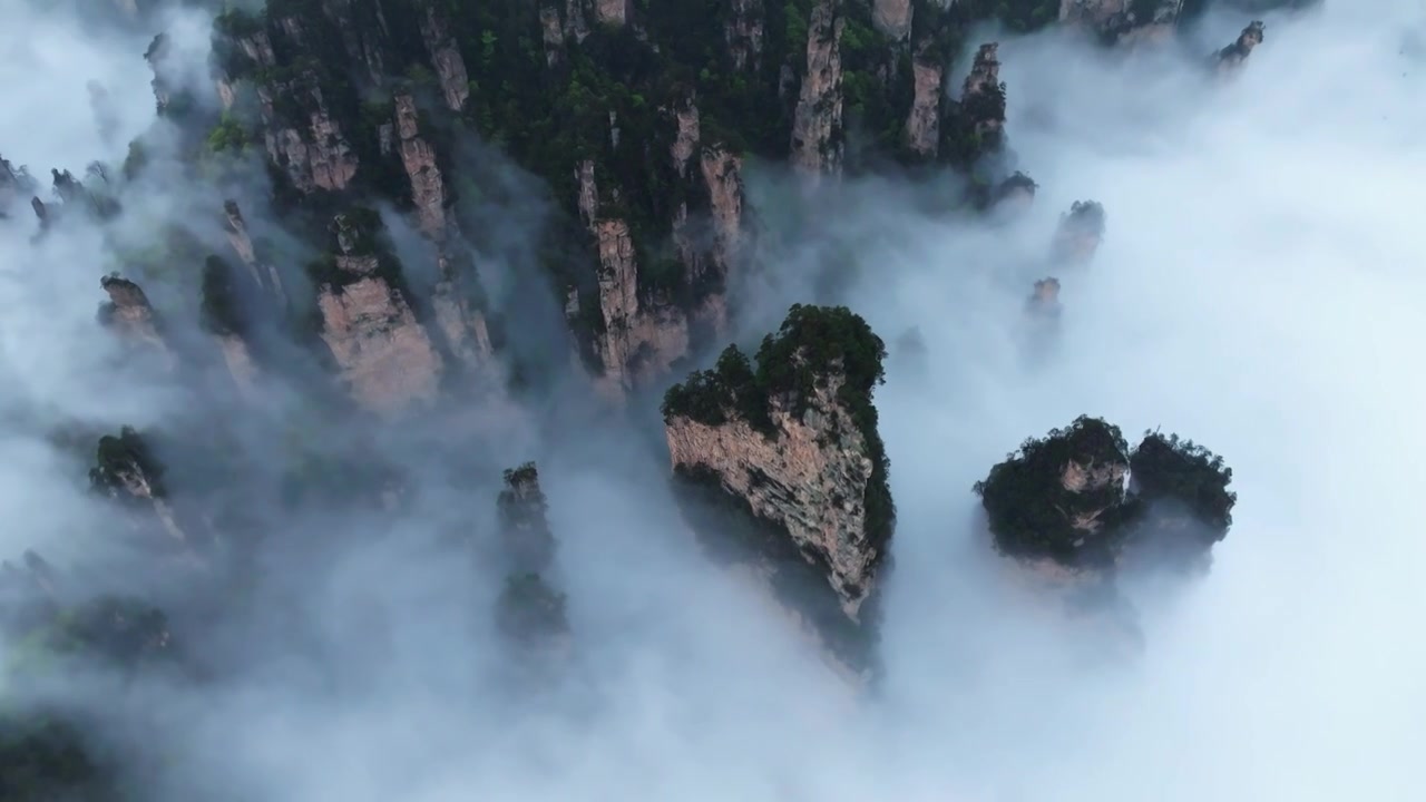 张家界 武陵源 天子山 云海 航拍视频素材