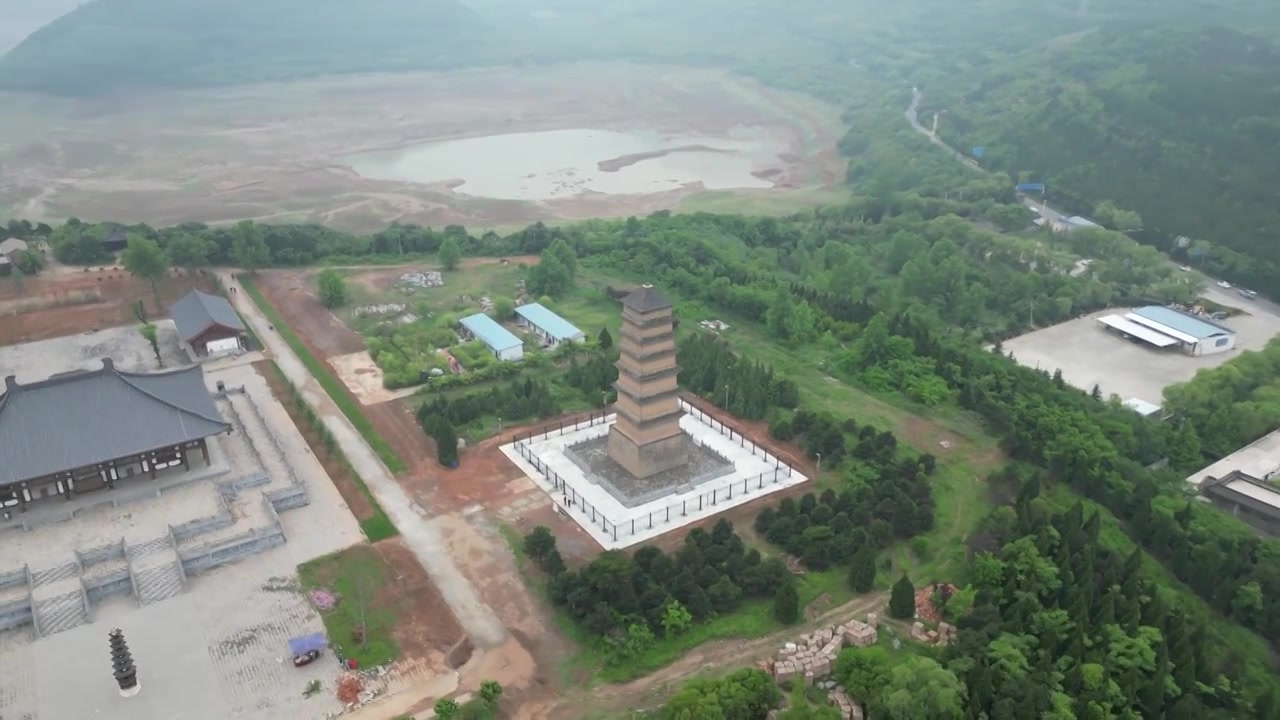 航拍西安周至县仙游寺视频下载