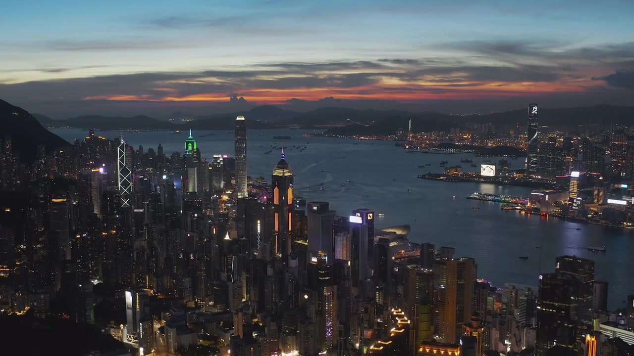 香港维多利亚港航拍视频素材