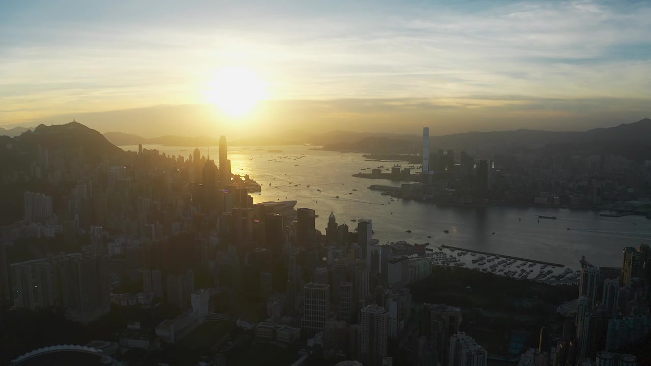 香港维多利亚港航拍视频下载