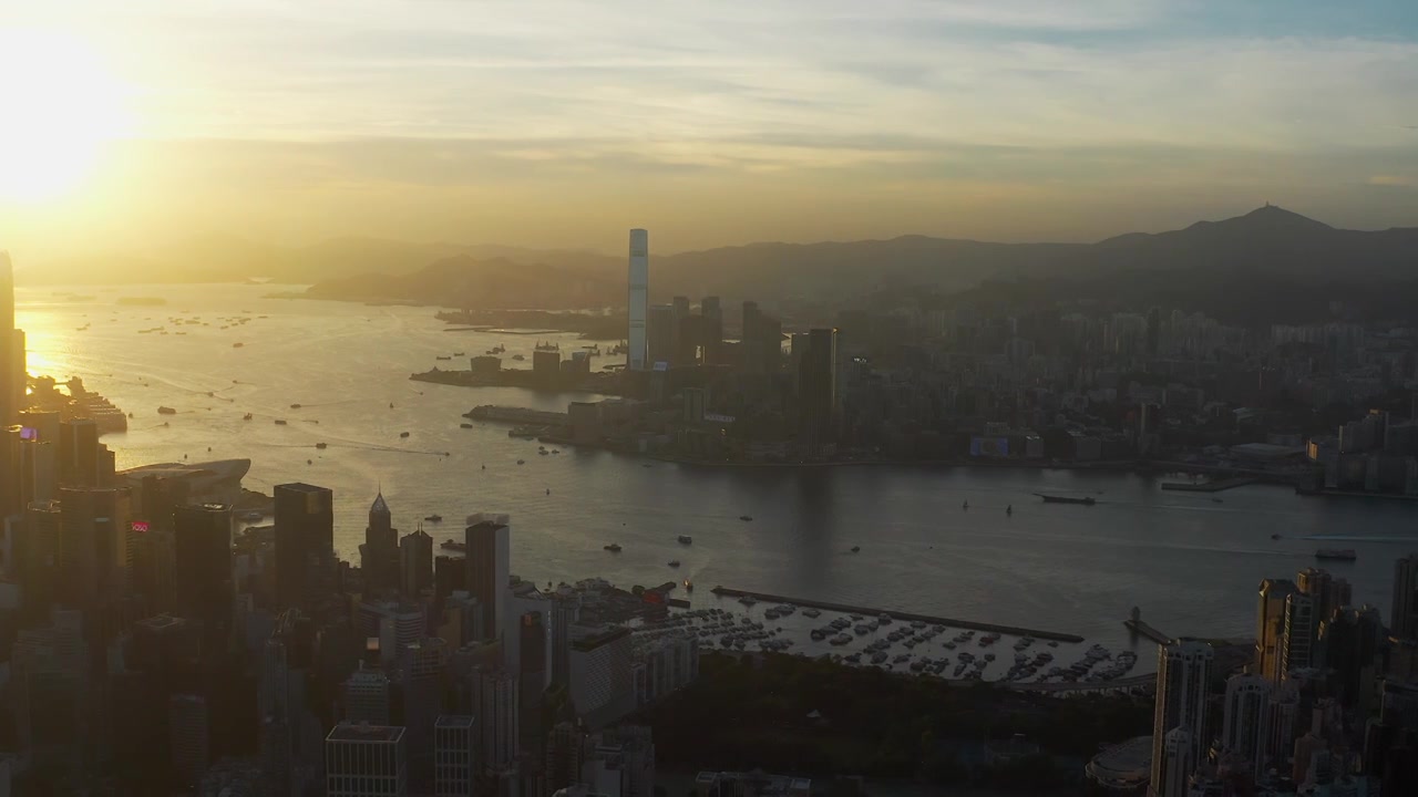 香港维多利亚港航拍视频素材