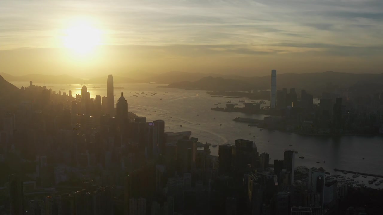 香港维多利亚港航拍视频素材