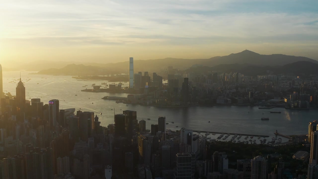 香港维多利亚港航拍视频素材