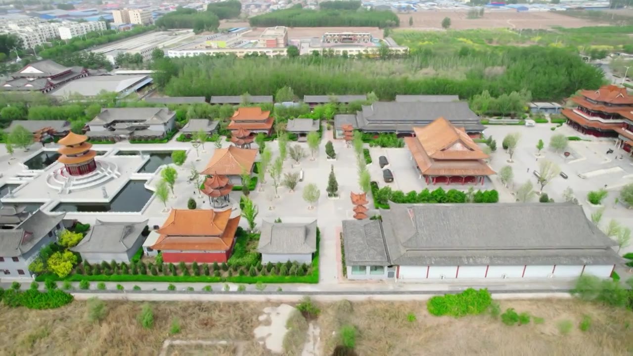 河北廊坊霸州胜芳大悲禅寺景观航拍视频素材