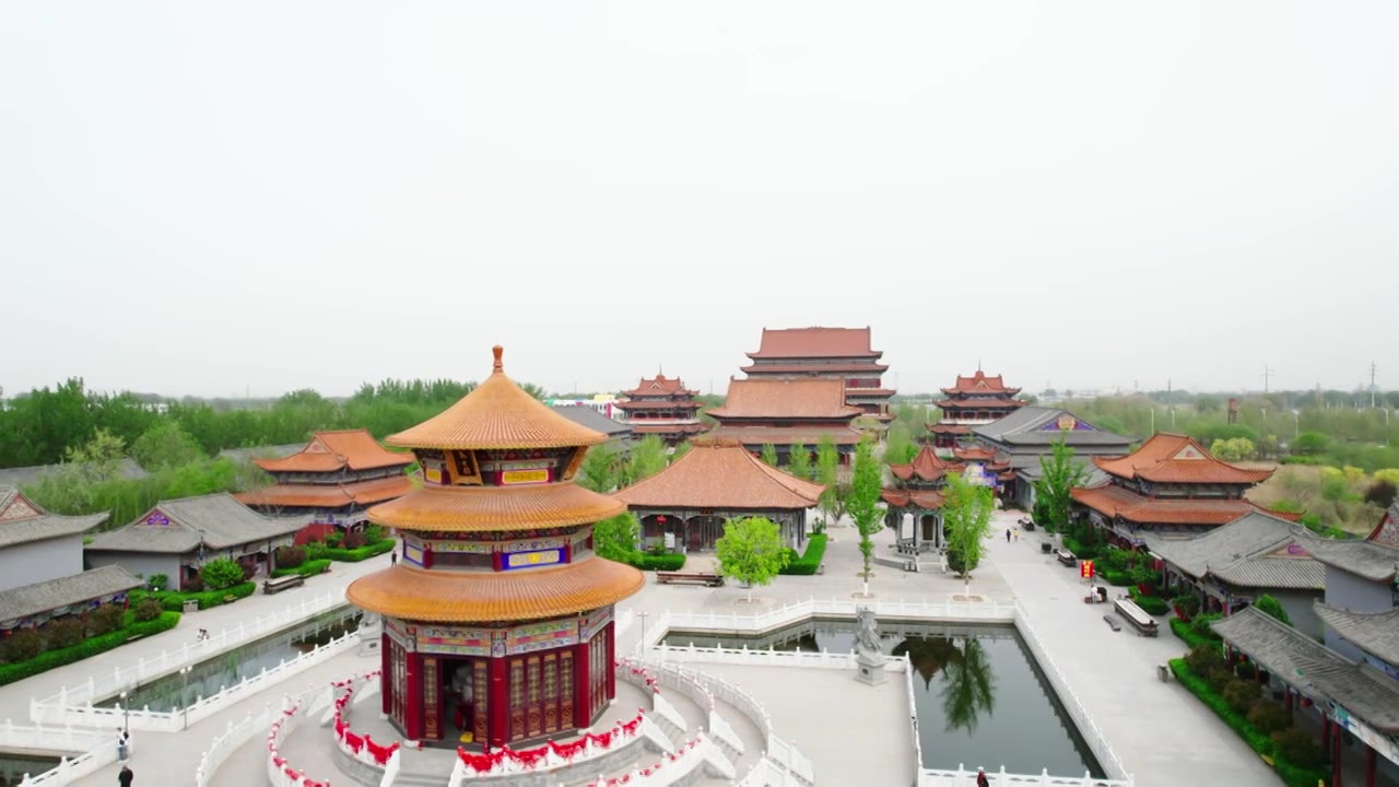 河北廊坊霸州胜芳大悲禅寺景观航拍视频素材