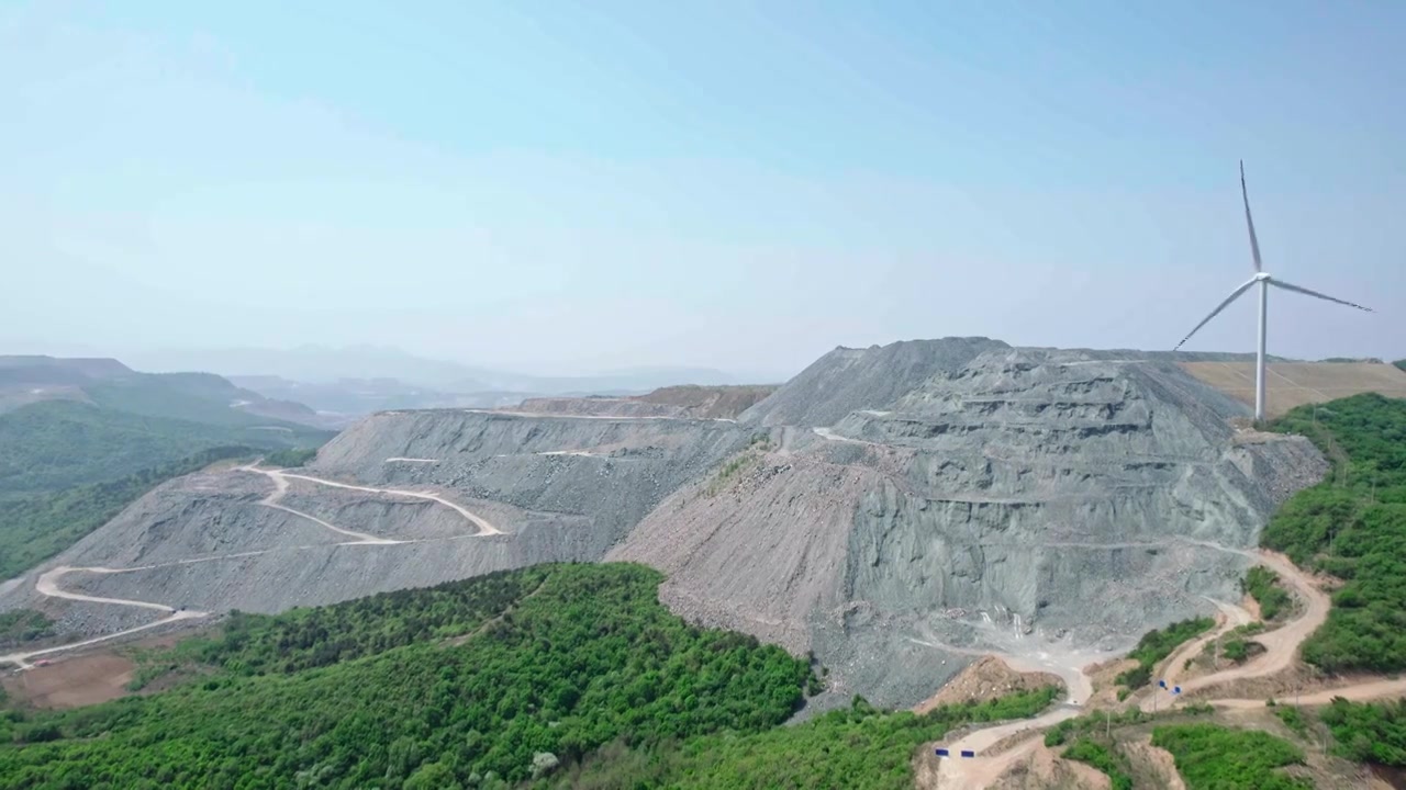 辽宁辽阳矿山采石场航拍视频下载