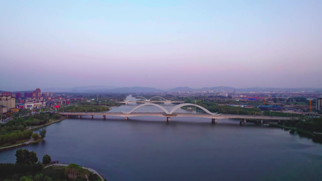 辽宁辽阳太子河夕阳景观视频素材