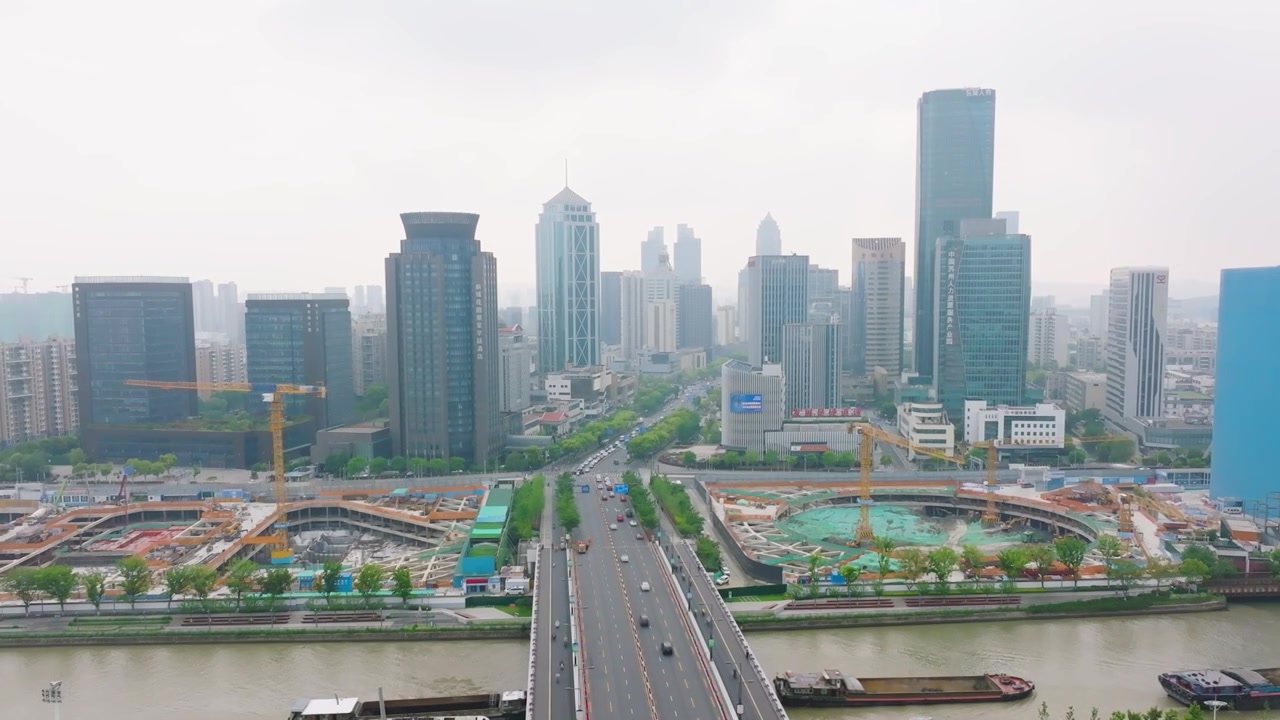 航拍苏州高新区狮山路商圈城市风光视频素材