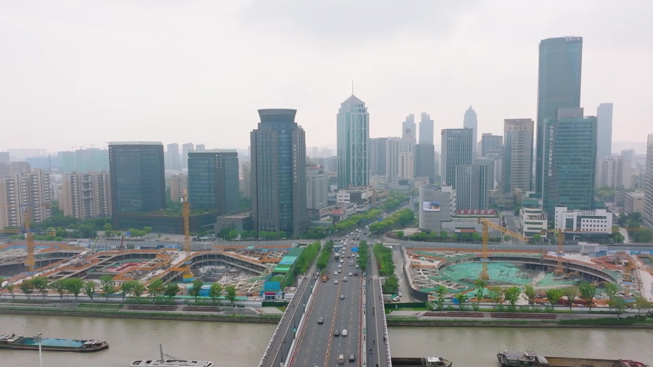 航拍苏州高新区狮山路商圈城市风光视频素材