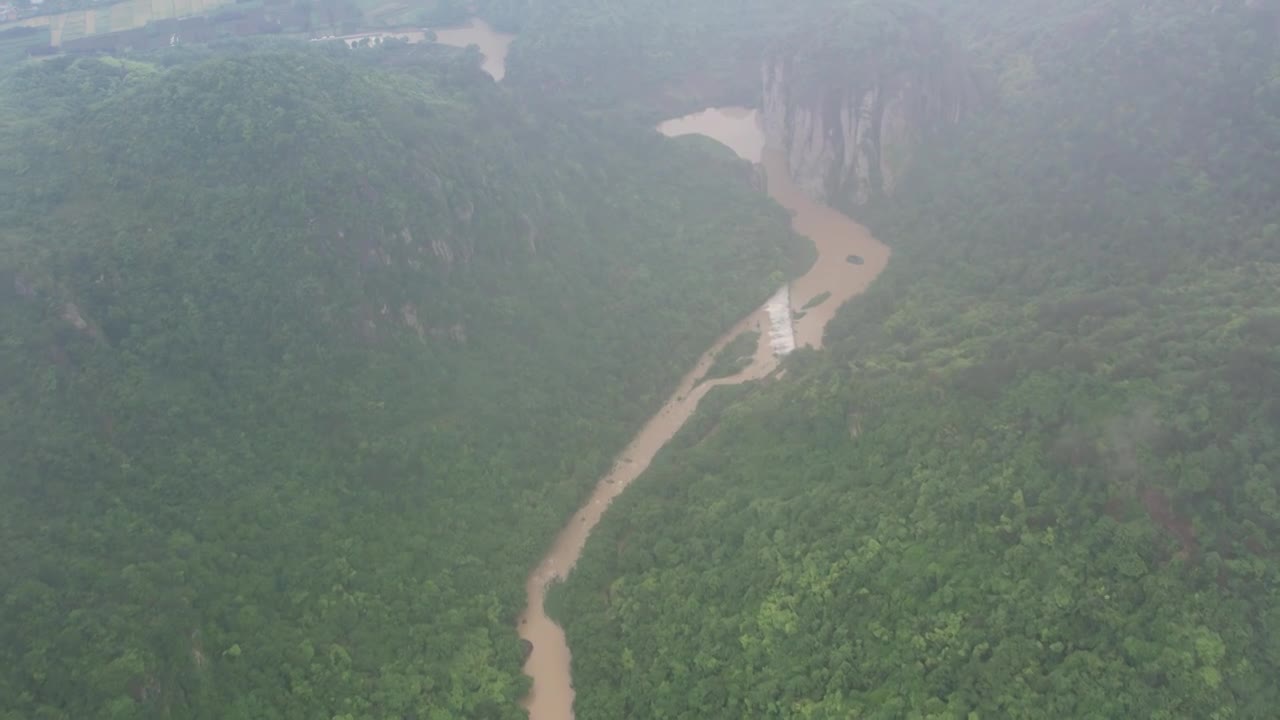 4k航拍绍兴十九峰-韩妃江景色视频素材