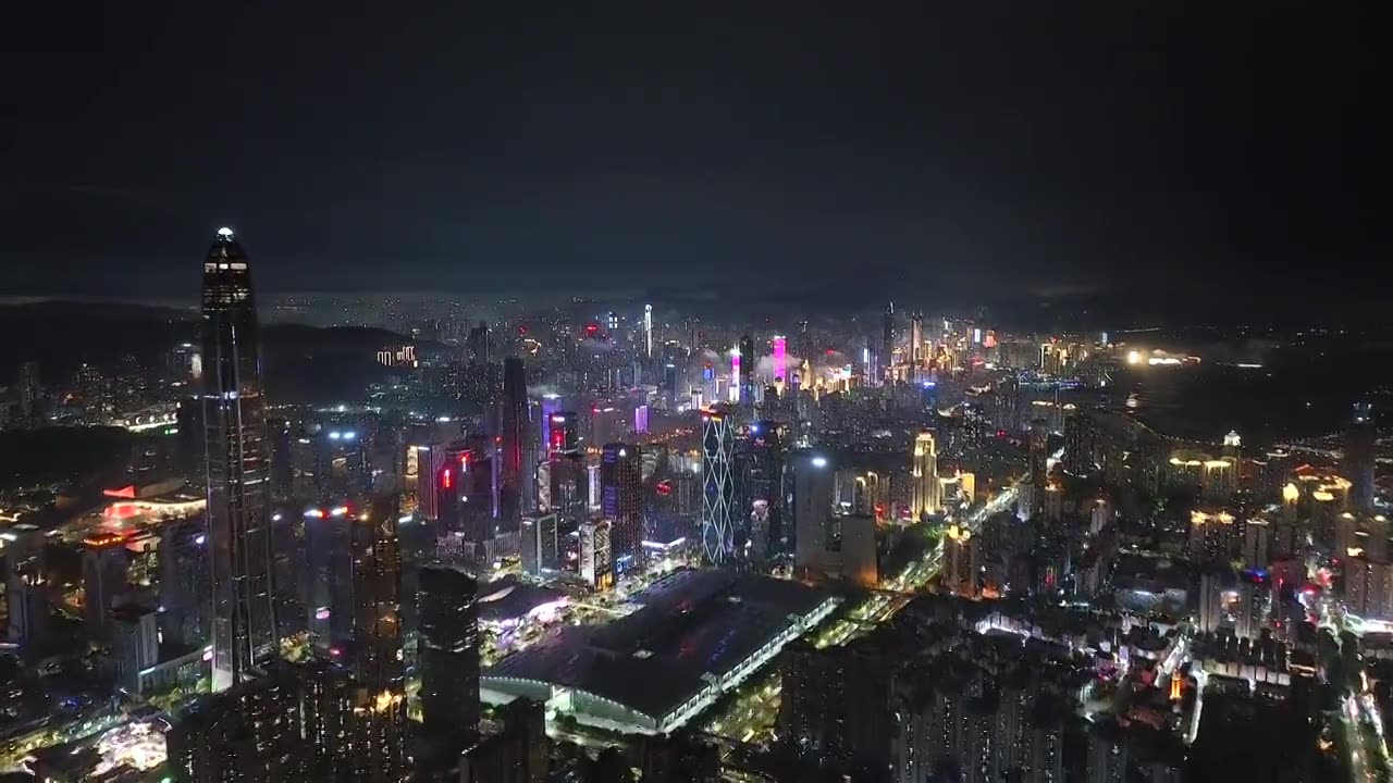 航拍深圳城市夜景视频素材