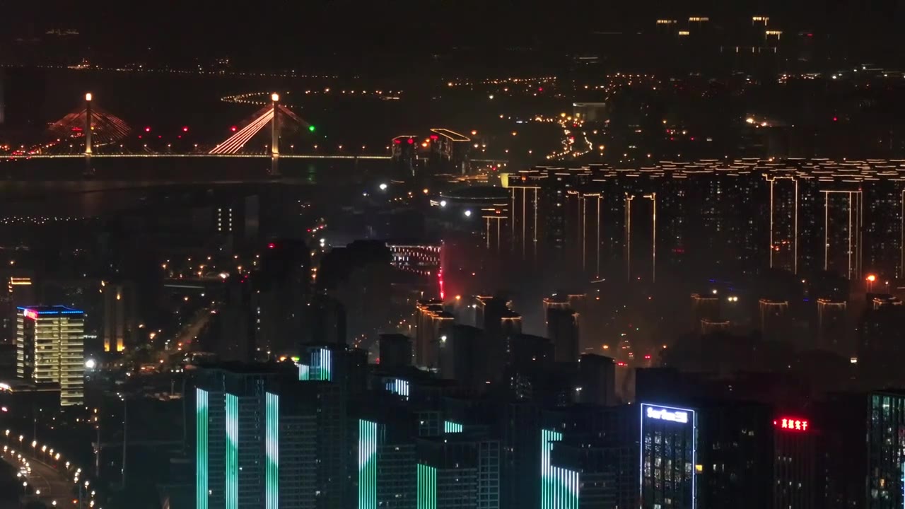 航拍福州蓝调夜景都市风光视频素材