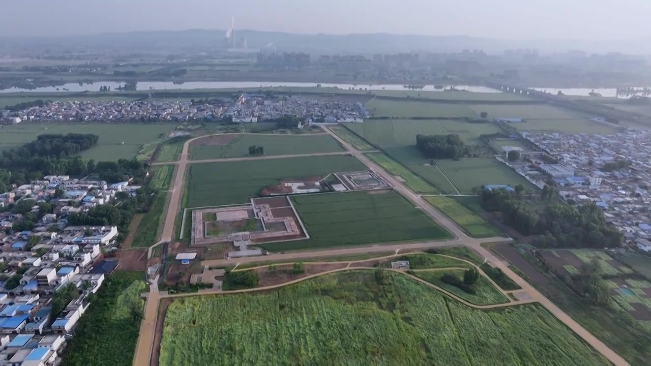 洛阳偃师二里头夏都遗址博物馆航拍视频素材