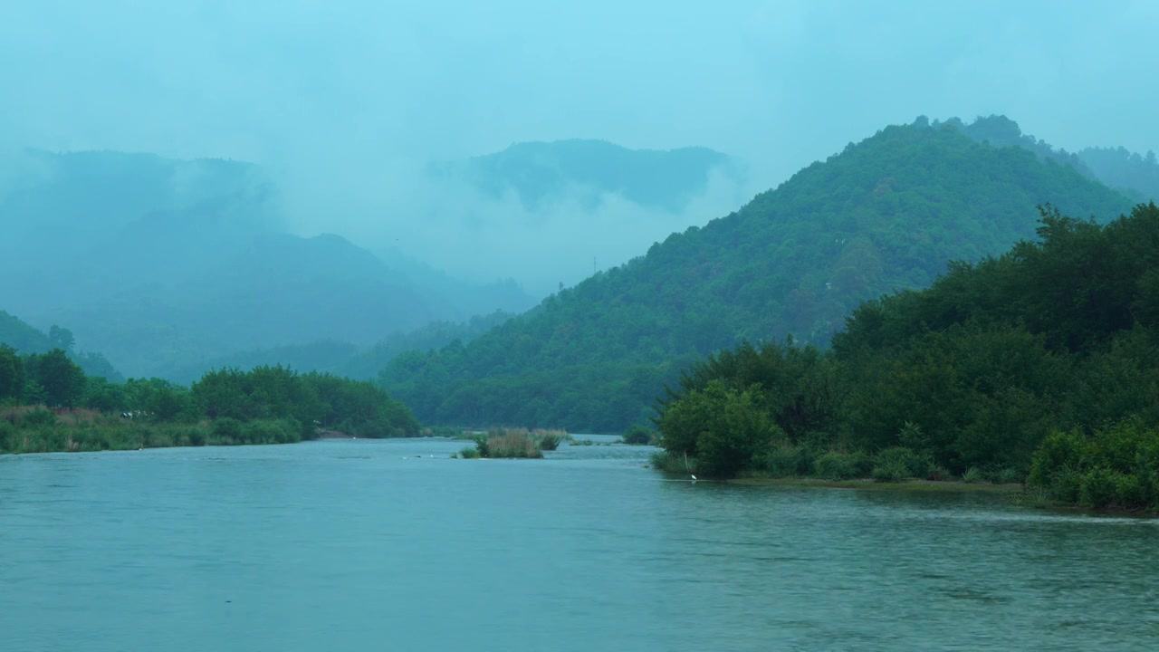 浙江温州山清水秀依山傍水溪流云海秘境世外桃源视频素材