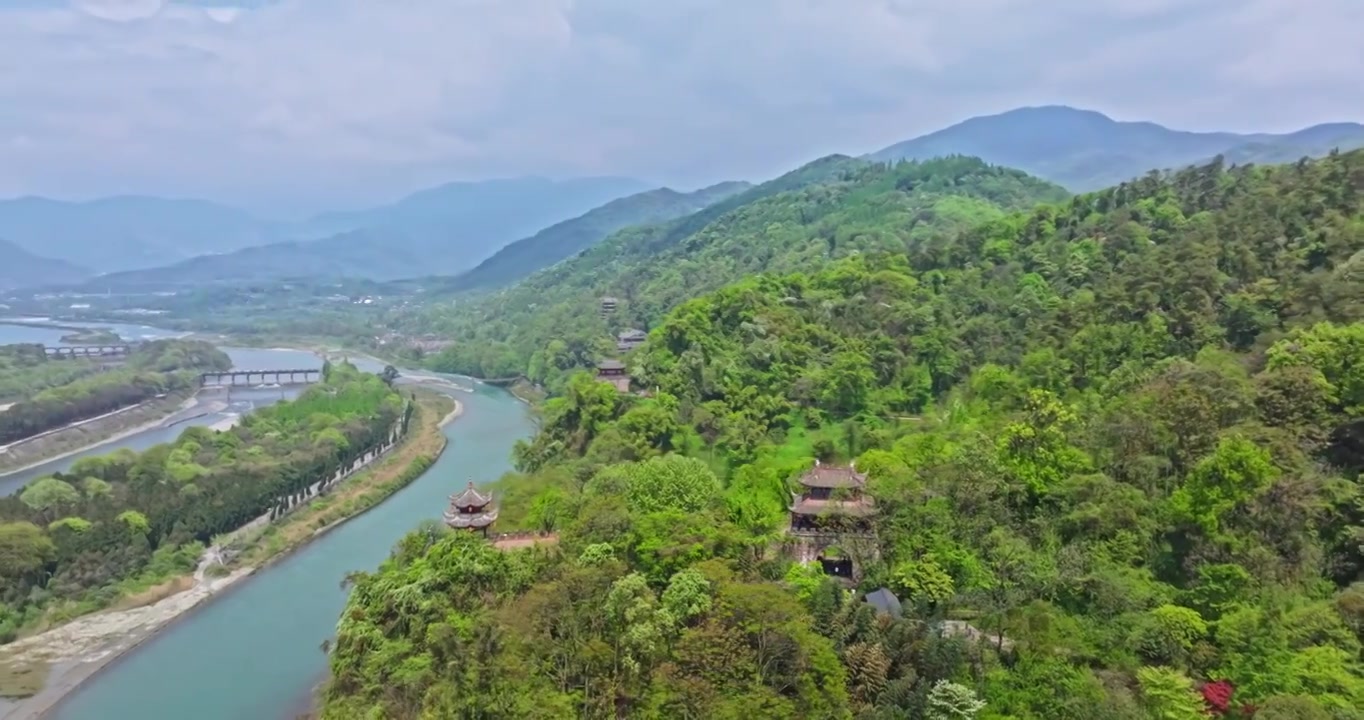 都江堰景区航拍视频素材