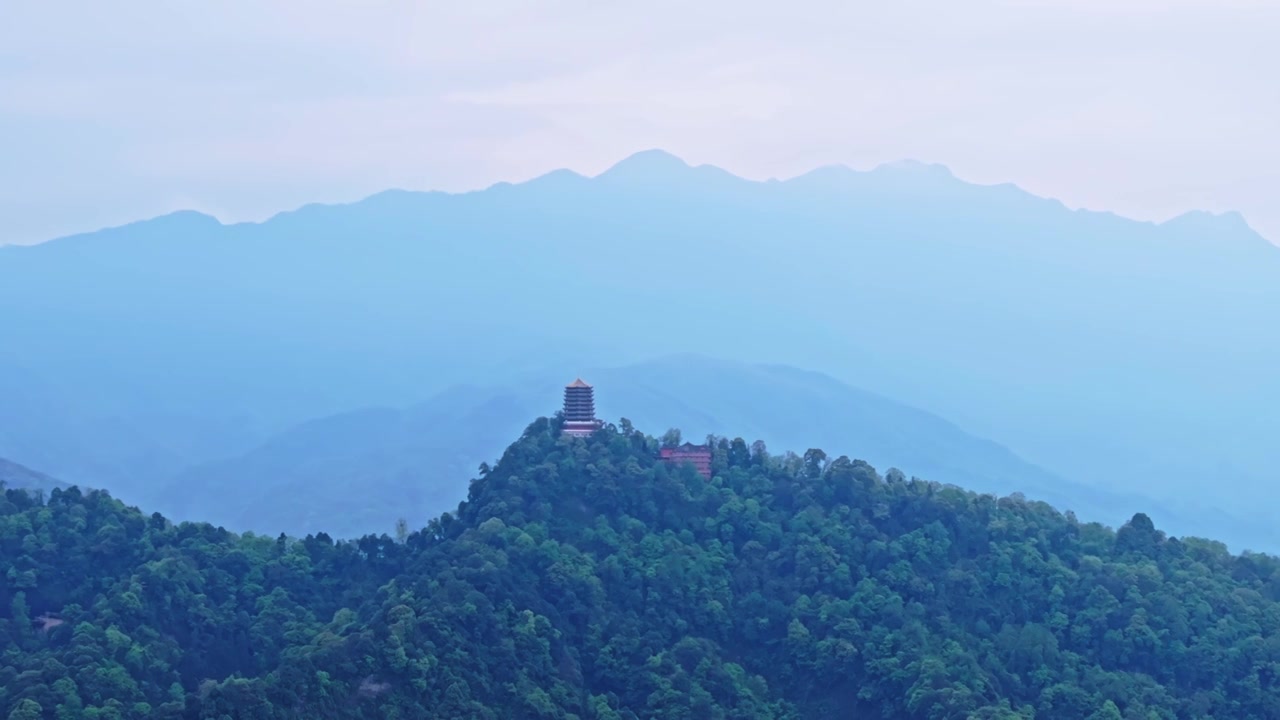 青城山老君阁航拍视频素材