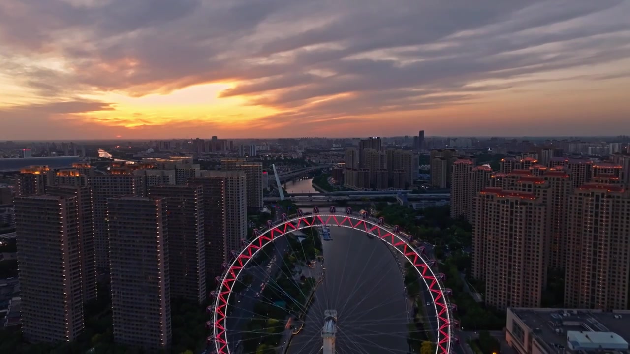 天津之眼城市风光视频素材