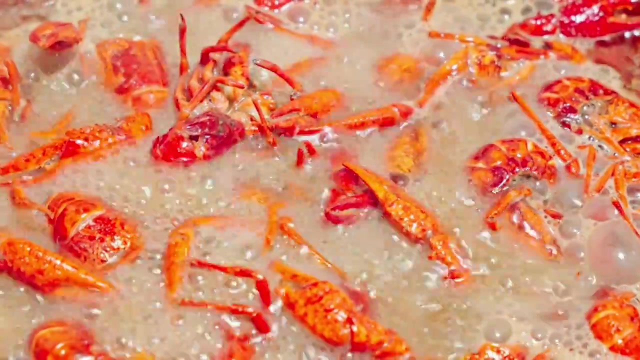 烹饪美食美味提鲜夜市大排档夜宵十三香小龙虾视频素材