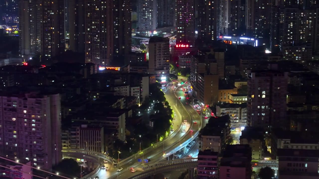 航拍重庆江津夜景风光视频素材