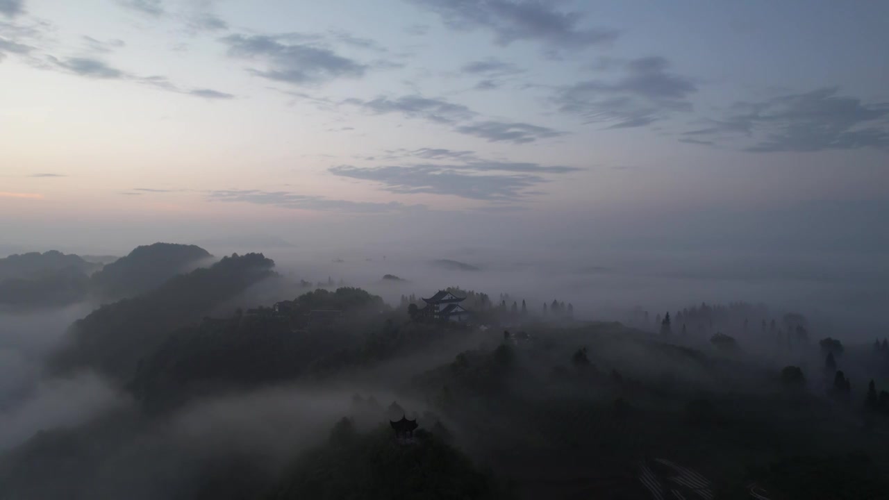 航拍云雾缭绕的贵州贵阳云山茶海视频素材