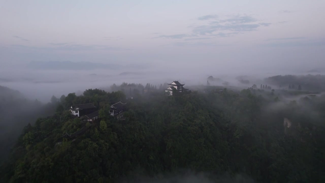 航拍云雾缭绕的贵州贵阳云山茶海视频素材