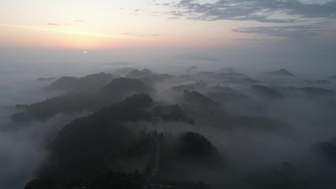 航拍云雾缭绕的贵州贵阳云山茶海视频下载