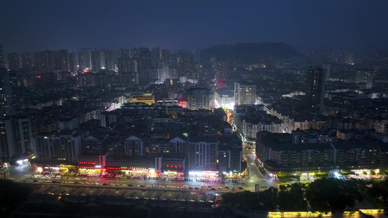 航拍重庆江津城区街道夜景风光视频素材