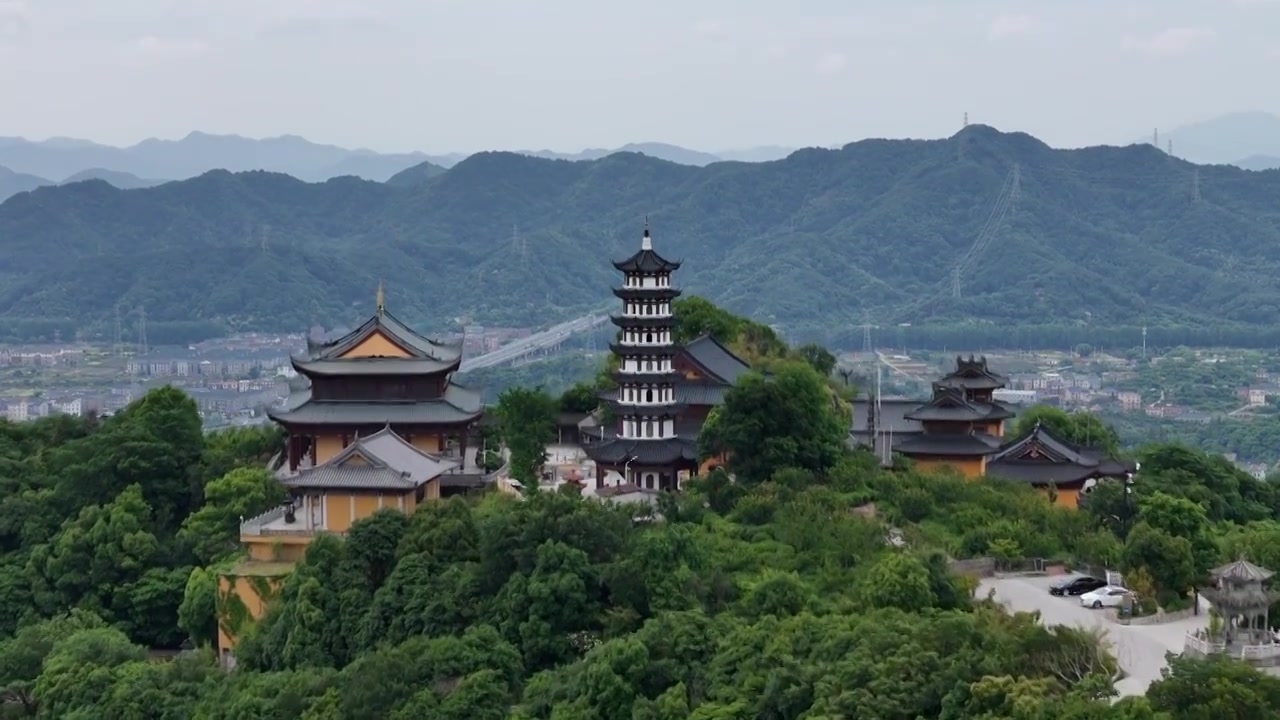 杭州湘湖先照寺航拍视频下载