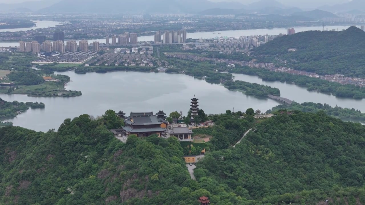 杭州湘湖先照寺航拍视频下载