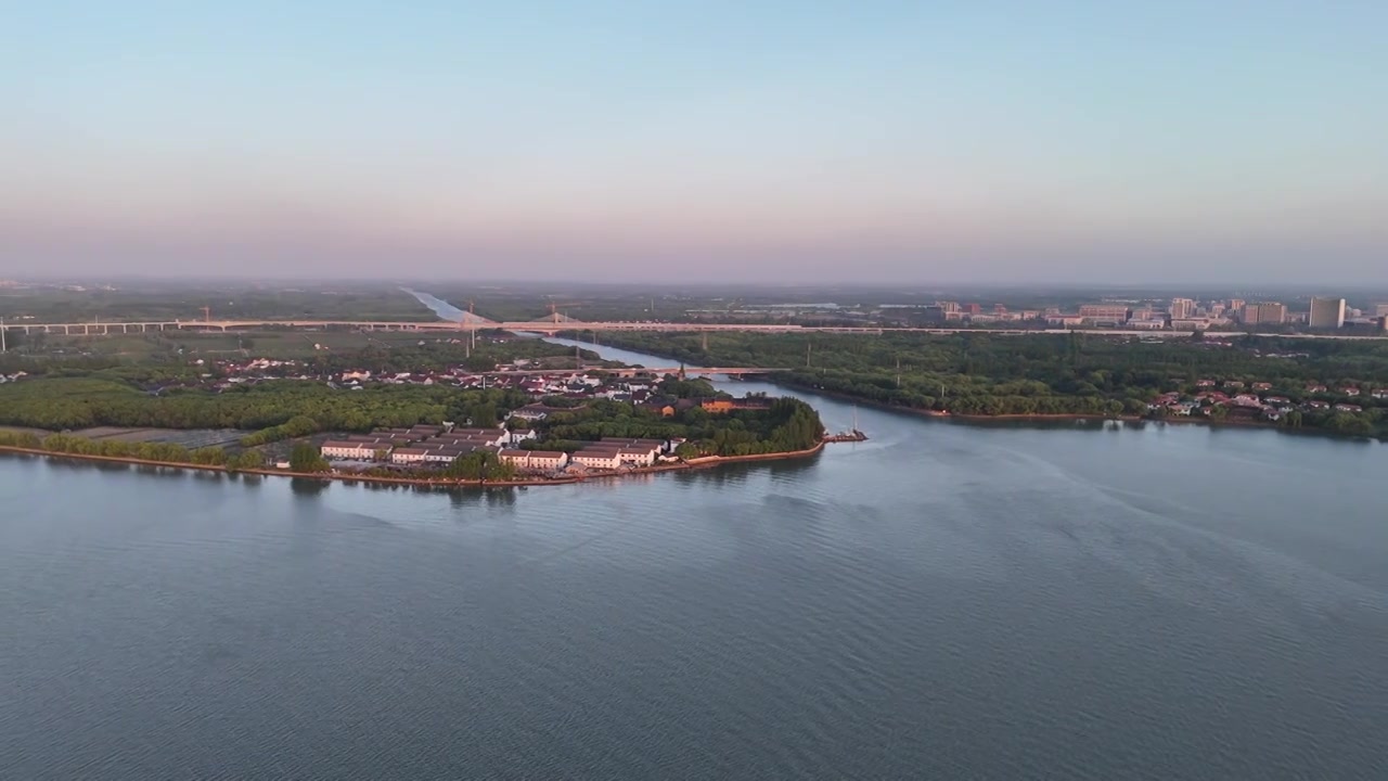 上海滴水湖日落航拍视频下载