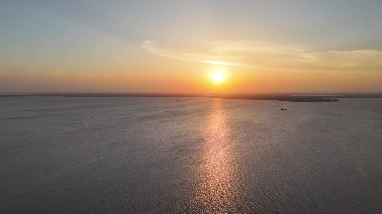 上海滴水湖日落航拍视频素材