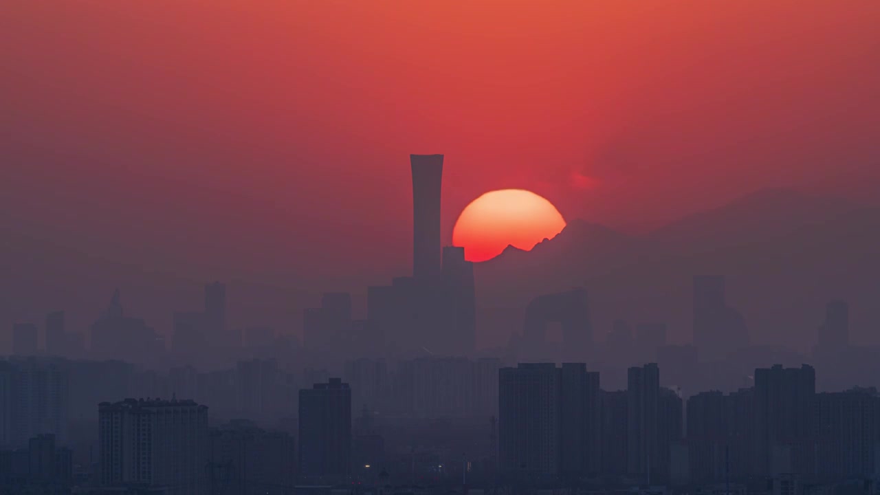 中国尊日落延时视频素材