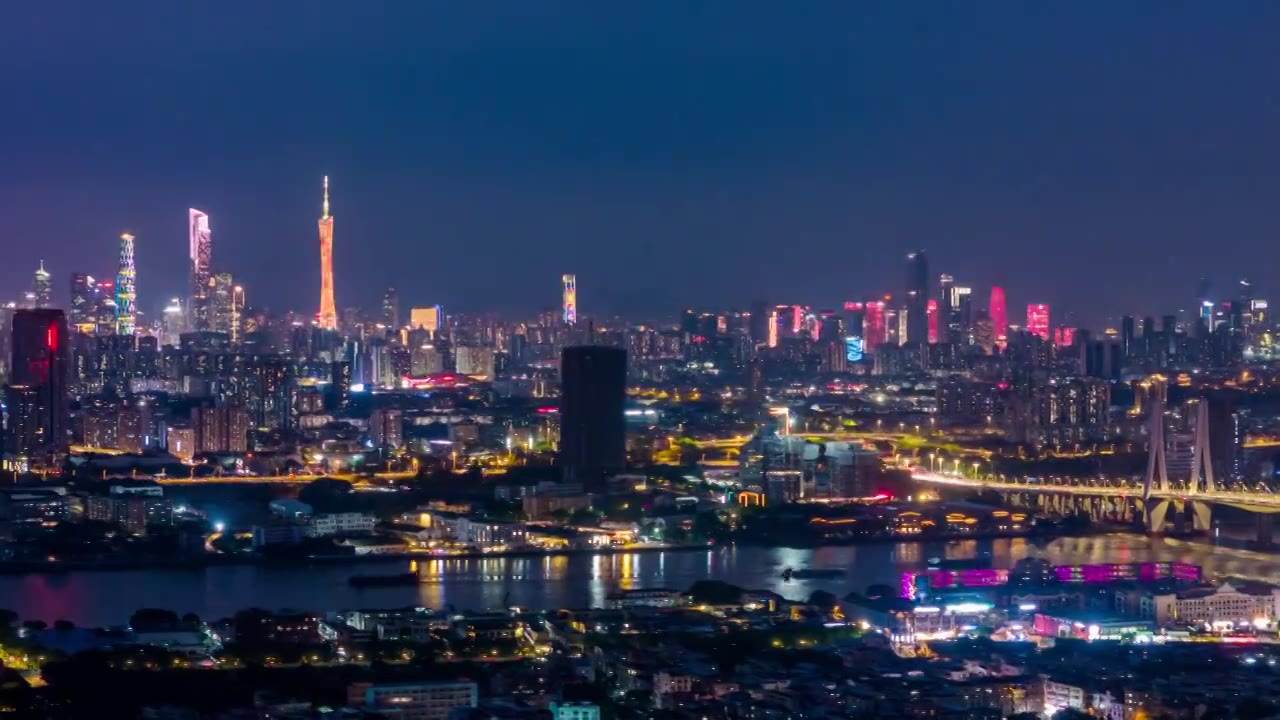 广州洛溪大桥夜景车流延时视频素材