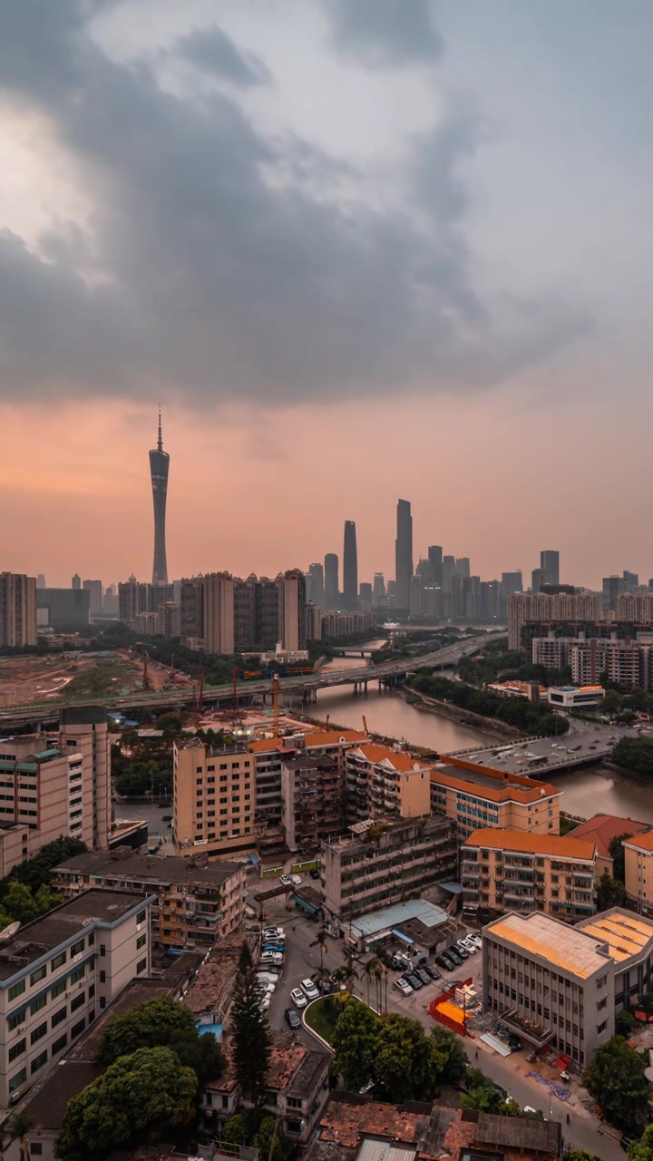 广州地标建筑日落延时视频素材