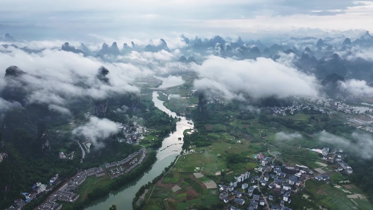 桂林山水云海航拍视频下载