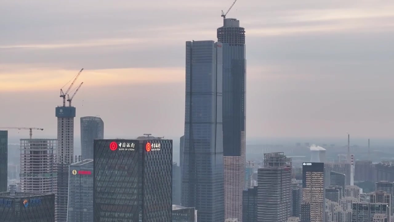 夕阳下的济南东部新城视频素材